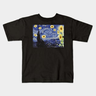 the sunflowers starry night. Kids T-Shirt